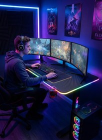 Resim Karr Gaming Ion 25mm Rgb Aydınlatmalı Oyuncu Masası | Siyah Karbon Fiber Kaplama 