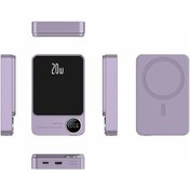 Resim Mufunye 10000mah Mor Metal Ultra İnce Magsafe Manyetik Power Bank - Pd20w Çift Yönlü Hızlı Şarj Ve Kablosuz Şarj Desteği 