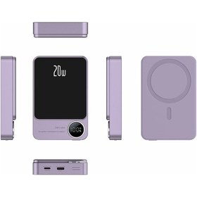 Resim Mufunye 10000mah Mor Metal Ultra İnce Magsafe Manyetik Power Bank - Pd20w Çift Yönlü Hızlı Şarj Ve Kablosuz Şarj Desteği 