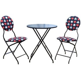 Resim Katlanabilir İskanbil Desenli Metal Masa Ve Sandalye Takımı - 2 S 