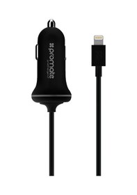 Resim Promate iPhone Lightning Araç Çakmak Şarj Cihazı MFI Onaylı Siyah 