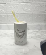 Resim Bosphorus Seramik Diş Fırçalık Kelebek Desenli 7x7x11cm 