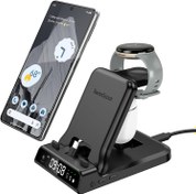 Resim SwanScout Google Cihazları için 3'ü 1 Arada Şarj İstasyonu, Google Pixel Watch, Google Pixel Fold/7A/7/7 Pro/6/6 Pro/5/4/3/XL, Pixel Buds Pro/Buds için 25W Katlanabilir Hızlı Şarj Stnad 