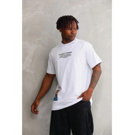 Resim Nemere Bisiklet Yaka Baskılı Oversize T-Shirt - Beyaz 
