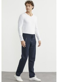 Resim Boru Paça Rahat Kalıp Eşofman Altı - Lacivert Lacivert 