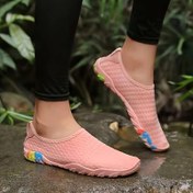 Resim Unisex Su Ayakkabısı - Kaymaz Kauçuk Taban, Hafif ve Hızlı Kuruyan Yüzme, Plaj, Balıkçılık, Spor İçin Her Mevsim Dış Mekan Ayakkabıları (Siyah/Pembe) - Havuz, Göl, Kayalık Arazi için Uygun, Yüksek Kaliteli, Desenli Üst, Nefes Alabilen Kumaş, Dayanıklı Yapı, Fitness Tutkunlarına Özel 