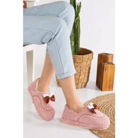 Resim Slipcat Sevimli Kurdeleli Kaydırmaz Taban Kışlık-Mevsimlik Kadın Ev Pandufu 