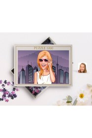 Resim Bk Gift Kişiye Özel Kadın Karikatürlü 1000 Parça Profesyonel Puzzle-18 