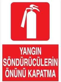 Resim Yangın Söndürücülerin Önünü Kapatma Uyarı Tabelası - 50x70 Alüminyum Kompozit Panel - Y50 