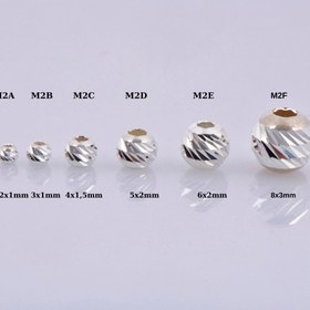 Resim 925 Silver Diamond Cut Round Beads, Sterling Silver Laser Multi Diamond Cut Beads, Moon Cut Spacer Beads, Jewelry Supplies, M2 A-F - 2mm(30 pieces) 
