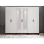 Resim Açelya Portmanto Vestiyer Füme Beyaz 208 cm Ücretsiz Kurulum - M6 