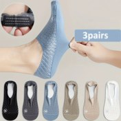 Resim 3'lü Paket Kadınlar İçin Nefes Alabilir Görünmez Tekne Çorapları - Ter Emici Kaymaz İnce Yazlık Çoraplar, Elastik Yastıklı, Buz Slick Fiber Kumaş, Günlük ve Resmi Kullanım için Çeşitli Renkler, Nem Tutmayan Kumaş, Kadın 