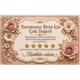 Resim 3d Tasarım İşletme Yorum Kartı Sipariş Teşekkür Kartı Bej 
