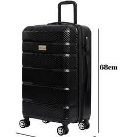 Resim Orta Boy %100 Polikarbon Valiz Karbon Siyah 1807 Siyah 