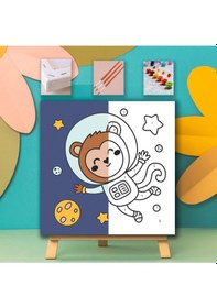 Resim Çocuklar İçin Sayılarla Boyama Seti - Astronot Maymun 