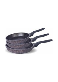 Resim Fms D3000 Döküm Granit 3 Parça Tava Seti Siyah 20-24-28 Cm 