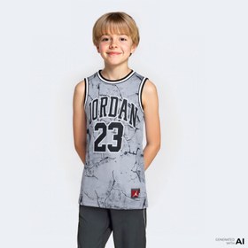 Resim Jordan 23 Printed Çocuk Gri Basketbol Forması 