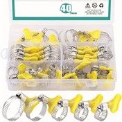 Resim 40 Parçalı Anahtar Tipi Ayarlanabilir Hortum Kelepçesi Seti: 8-29mm Boyutları, Metal ve Plastik Yapı, Yaylı Stil, Yuvarlak Şekil - Endüstriyel ve Bilimsel Uygulamalar İçin Mükemmel 