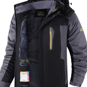 Resim Erkekler için Ağır Ağırlıkta Kışlık Ceket - Çıkarılabilir Kapüşonlu, Tam Fermuarlı Kayak ve Kar Sporları Ceketi, Rüzgar Geçirmez Yüksek Kalite Kabuk, Çok Cepli Tasarım, Makinede Yıkanabilir - Kayak, Tırmanış, Kamp, Balıkçılık İçin Uygun - Soğuk Hava 