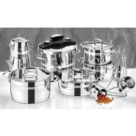 Resim evimsaray Çeyiz Seti Paslanmaz Çelik 18 Parça Safir Sade 