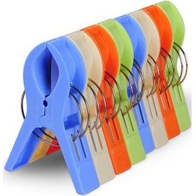 Resim Tam 12 Adet Set Xl Büyük Mandal Plaj Havlusu Şezlong Sabitleyici 