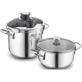 Resim Korkmaz Alia 4 Parça Düdüklü Tencere Seti Gümüş 