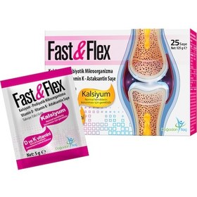 Resim Fast & Flex Probiyotik D3 K2 Astaksantin Kalsiyum İçeren Takviye Edici Gıda 25 Saşe 