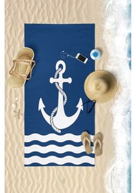 Resim ANCHOR Dijital Baskılı 75x150 Cm Plaj Havlusu Lacivert 