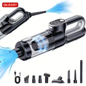 Resim QILIEASY LED Ekran Ev El Tipi Elektrikli Süpürge, 16000Pa Güçlü Emiş Gücü, 2500mAh*2 Pil, Araba Entegre Üfleyici ve Emişli Süpürge, Tek Düğme Toz Atma Kuru ve Islak Çift Amaçlı Süpürge Aydınlatma Fonksiyonu ile, Küçük Ev Süpürgesi 