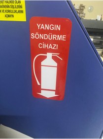 Resim FİKİRBAY Yangın söndürme cihazı uyarı etiketi. 