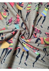 Resim Jüt Zemin Üzerine Afrikalı Kadın Desenli Kumaş 