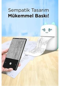 Resim Mini Fotoğraf Yazıcı Kablosuz Etiket Yazıcı Baskı Makinesi Uyumlu iOS Android Uyumlu Termal Printer Mavi 