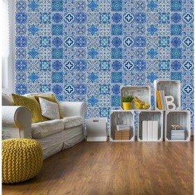 Resim Tink Kendinden Yapışkanlı Mavilim Desenli Pvc Karo 10X10 cm 20'li Paket 