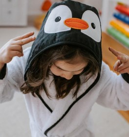 Resim Çocuk Bornozu Penguen nakışlı - 3-4 yaş 