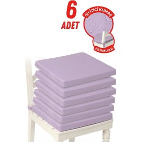 Resim 4'lı Sandalye Minderi Su İtici Kumaş 40x40 Cm Sünger Sandalye Minderi Bağcıklı Lila 