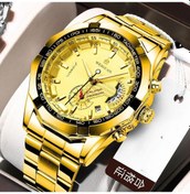 Resim Altın Moda Otomatik Hareket İzle Erkek Takvimi Su Geçirmez Aydınlık Mekanik Olmayan İzle Büyük Kadran 