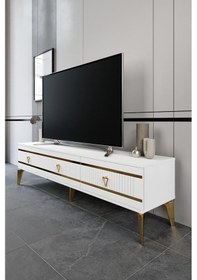 Resim 180 CM KORDON MDF MEBRAN KAPAK BEYAZ GOLD 
