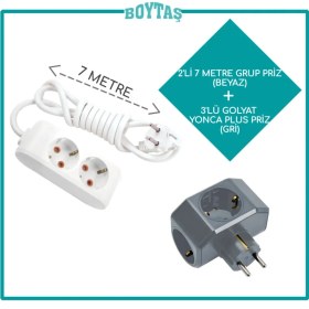 Resim Viko 2'li Beyaz Grup Priz + Gri Yonca Plus Golyat 