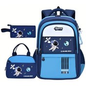 Resim Fochsia 3 Adet Astronot Çocuk Sırt Çantası Moda Kırmızı Büyük Kapasiteli Nefes Alabilir Sırt Çantası Kırmızı 