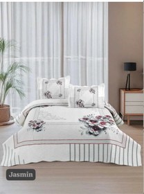 Resim Çift Kişilik Kapitone Yatak Örtüsü, Klasik Desenli Model - Jasmin 250 X 260cm Beyaz 