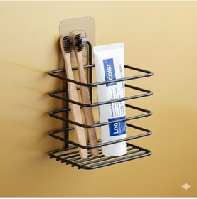 Resim Yapışkanlı Metal Diş Fırçalık Banyolar İçin Özel Siyah 