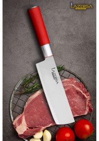 Resim Red Craft Serisi Mutfak Bıçak Nakiri Şef Bıçağı Et Ekmek Sebze Salata Şef Bıçağı Hds-38 Kırmızı 