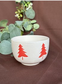 Resim Yeni Yıl Temalı Dekorlu Kase Çerezlik Meggdecor Kırmızı Çam 