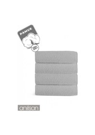 Resim 4'lü Gri El Havlusu - 50x90 Cm, 225 Gr, %100 Pamuk, Spa Ve Otel Havlusu, Günlük Kullanıma Uygun Gri 