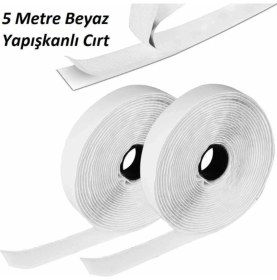 Resim 5 Metre Arkası Yapışkanlı Beyaz Cırt Cırtlı Bant - Kaliteli Cırt Bant - Çırt Çırt Band - En 2cm 