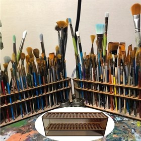 Resim Modern Ahşap Fırça Tutucu, Çoklu Delikli Masa Düzenleyici, Sökülebilir Sanat Fırça Standı, Dayanıklı Sanatçı Araç Depolama Rafı Stüdyo ve Ev Kullanımı İçin 