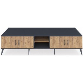 Resim Kronos Tv Ünitesi 3 Raflı 4 Kapaklı 220x59x51 Antrasit-çam Atlas Çam/atlas Çam - Antrasıt 