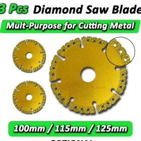 Resim 3 Adet Elmas Metal Kesme Bıçağı - Ağır Hizmet Tipi Çok Amaçlı Kesim Tekerleği, Çelik, Sac Metal, Açı Demiri ve Daha Fazlası İçin Dayanıklı Çelik Yapı 
