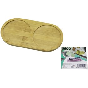 Resim 2 BÖLMELİ OVAL AHŞAP BAMBU YAĞDANLIK ALTLIK MİNİ TEPSİ 12 X 23.4 X 0.8CM (5250) 