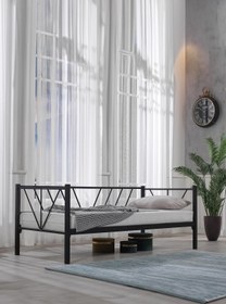 Resim Unimet Alchera Daybed Tek Kişilik Sedir Metal Karyola Siyah 